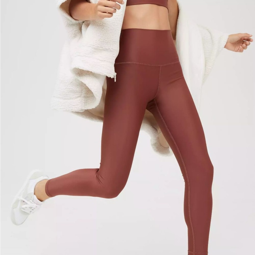 Aerie High Rise Compression Leggings Metallic 7/8 Leggings Size Small